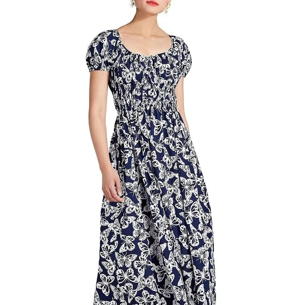 kate spade Navy and White Floral Midi Dress
